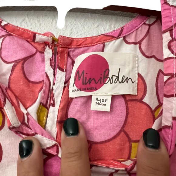 Mini Boden Pink Girls Floral Flitter Sleeve Dress Size 9-10 Years - Picture 4 of 4
